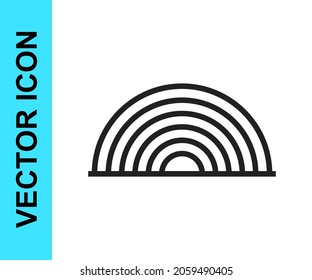 Black line Rainbow icon isolated on white background. Happy Saint Patricks day. National Irish holiday.  Vector