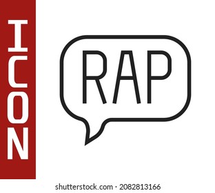 Black line Rap music icon isolated on white background.  Vector