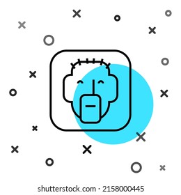 Icono de rapero de línea negra aislado en fondo blanco. Formas dinámicas aleatorias. Vector
