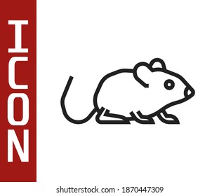 Black line Rat icon isolated on white background. Mouse sign. Animal symbol.  Vector