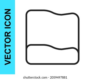 Black line Rectangular pillow icon isolated on white background. Cushion sign. Orthopedic pillow.  Vector