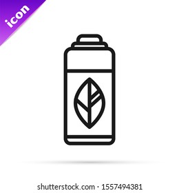 Black line Recycling plastic bottle icon isolated on white background.  Vector Illustration