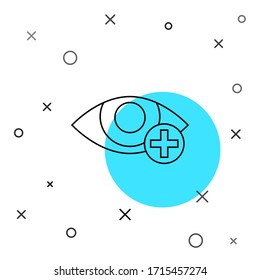 Línea negra Icono de efecto Ojo rojo aislado en fondo blanco. Signo de enrojecimiento ocular. Enfermedad inflamatoria de los ojos. Formas dinámicas aleatorias. Ilustración vectorial