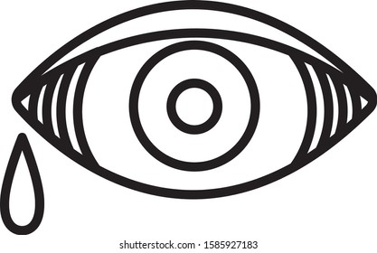 Black line Reddish eye due to viral, bacterial or allergic conjunctivitis icon isolated on white background.  Vector Illustration