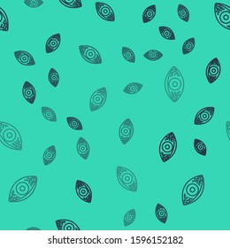 Black line Reddish eye due to viral, bacterial or allergic conjunctivitis icon isolated seamless pattern on green background.  Vector Illustration