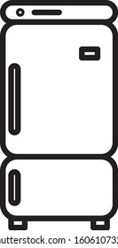 Black line Refrigerator icon isolated on white background. Fridge freezer refrigerator. Household tech and appliances.  Vector Illustration