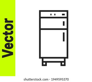 Black line Refrigerator icon isolated on white background. Fridge freezer refrigerator. Household tech and appliances.  Vector