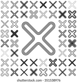 Black line reject logo icon design set