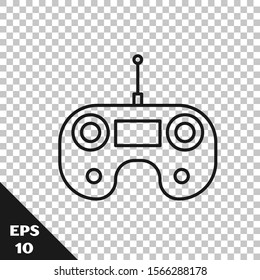 Black line Remote control icon isolated on transparent background.  Vector Illustration