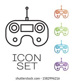 Black line Remote control icon isolated on white background. Set icons colorful. Vector Illustration