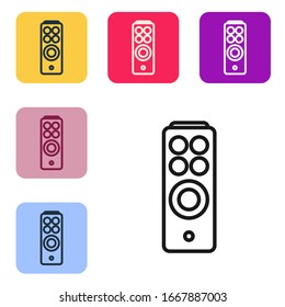 Black line Remote control icon isolated on white background. Set icons in color square buttons. Vector Illustration
