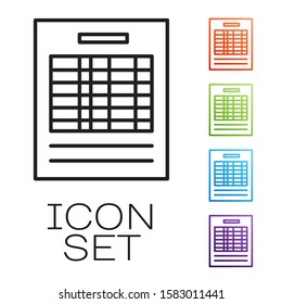 Black line Report file document icon isolated on white background. Checklist icon. Business concept. Set icons colorful. Vector Illustration