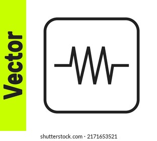 Black line Resistor in electronic circuit icon isolated on white background.  Vector