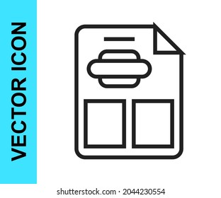 Black line Restaurant cafe menu icon isolated on white background.  Vector