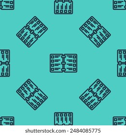 Black line Restaurant cafe menu icon isolated seamless pattern on green background.  Vector Illustration