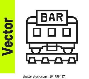 Black line Restaurant train icon isolated on white background.  Vector