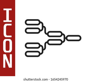 Black line Results and standing tables scoreboard championship tournament bracket icon isolated on white background.  Vector Illustration