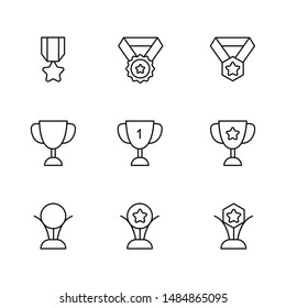 Black line reward icon for design