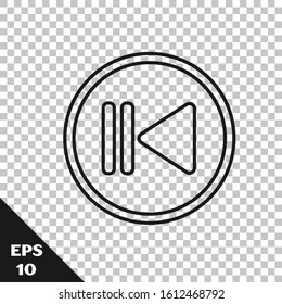 Black line Rewind icon isolated on transparent background.  Vector Illustration