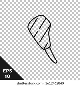 Black line Rib eye steak icon isolated on transparent background. Steak tomahawk. Piece of meat.  Vector Illustration