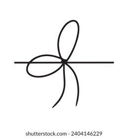 black line ribbon bow isolated on white background
