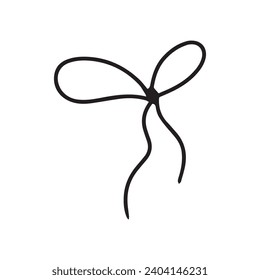 black line ribbon bow isolated on white background
