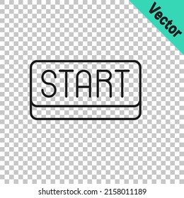 Black line Ribbon in finishing line icon isolated on transparent background. Symbol of finish line. Sport symbol or business concept.  Vector
