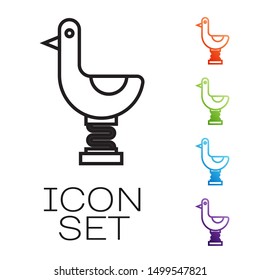 Black line Riding kid duck icon isolated on white background. Set icons colorful. Vector Illustration