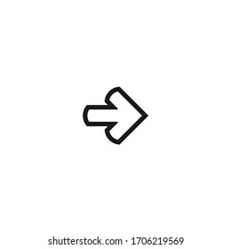 black line  right rounded arrow icon. Isolated on white. Continue, enter, log in icon.  Next sign. East arrow.