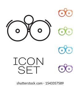 Black line Ringing alarm bell icon isolated on white background. Alarm symbol, service bell, handbell sign, notification symbol. Set icons colorful. Vector Illustration
