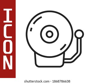 Black line Ringing alarm bell icon isolated on white background. Alarm symbol, service bell, handbell sign, notification symbol.  Vector