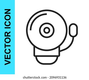 Black line Ringing alarm bell icon isolated on white background. Fire alarm system. Service bell, handbell sign, notification symbol.  Vector