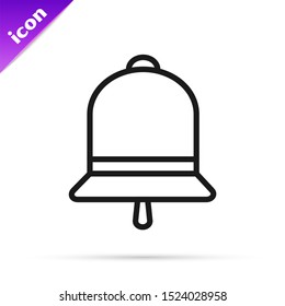 Black line Ringing bell icon isolated on white background. Alarm symbol, service bell, handbell sign, notification symbol.  Vector Illustration