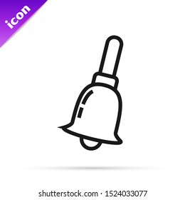 Black line Ringing bell icon isolated on white background. Alarm symbol, service bell, handbell sign, notification symbol.  Vector Illustration