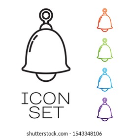 Black line Ringing bell icon isolated on white background. Alarm symbol, service bell, handbell sign, notification symbol. Set icons colorful. Vector Illustration