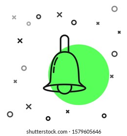 Black line Ringing bell icon isolated on white background. Alarm symbol, service bell, handbell sign, notification symbol.  Vector Illustration