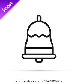 Schwarze Ringelblume Symbol einzeln auf weißem Hintergrund. Alarmsymbol, Dienstglocke, Handzeichen, Benachrichtigungssymbol. Vektorillustration-Illustration