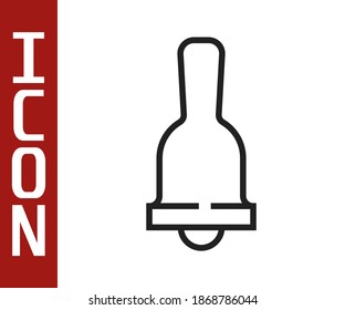 Black line Ringing bell icon isolated on white background. Alarm symbol, service bell, handbell sign, notification symbol.  Vector