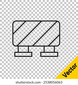 Black line Road barrier icon isolated on transparent background. Symbol of restricted area which are in under construction processes. Repair works.  Vector