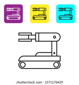 Black line Robot icon isolated on white background. Set icons colorful square buttons. Vector Illustration