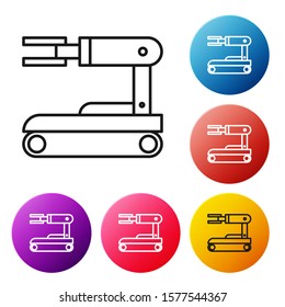 Black line Robot icon isolated on white background. Set icons colorful circle buttons. Vector Illustration