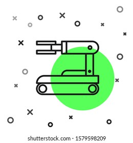 Black line Robot icon isolated on white background.  Vector Illustration