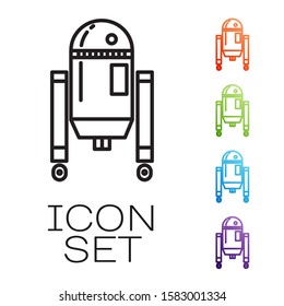 Black line Robot icon isolated on white background. Set icons colorful. Vector Illustration