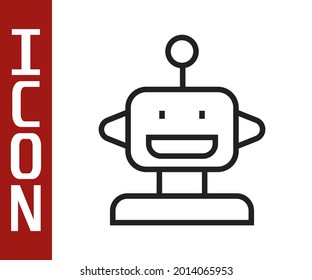 Black line Robot toy icon isolated on white background.  Vector