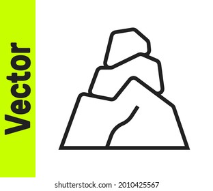 Icono de piedras de roca de línea negra aislado en fondo blanco.  Vector