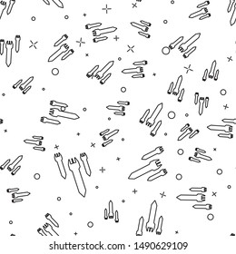 Black line Rocket icon isolated seamless pattern on white background.  Vector Illustration