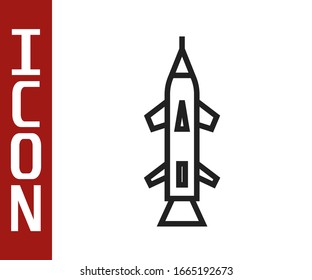 Schwarze Linie Rocket Symbol einzeln auf weißem Hintergrund. Vektorillustration-Illustration