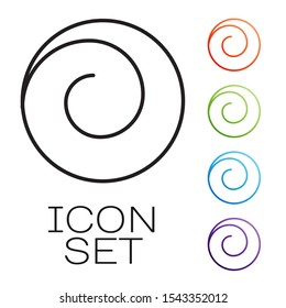 Black line Roll bun with cinnamon icon isolated on white background. Bakery products. Set icons colorful. Vector Illustration