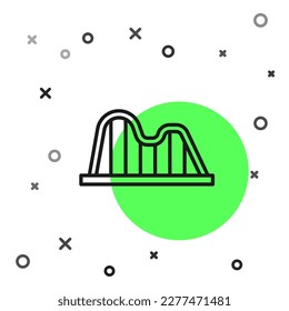Black line Roller coaster icon isolated on white background. Amusement park. Childrens entertainment playground, recreation park.  Vector