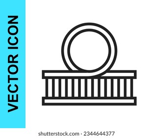 Black line Roller coaster icon isolated on white background. Amusement park. Childrens entertainment playground, recreation park.  Vector